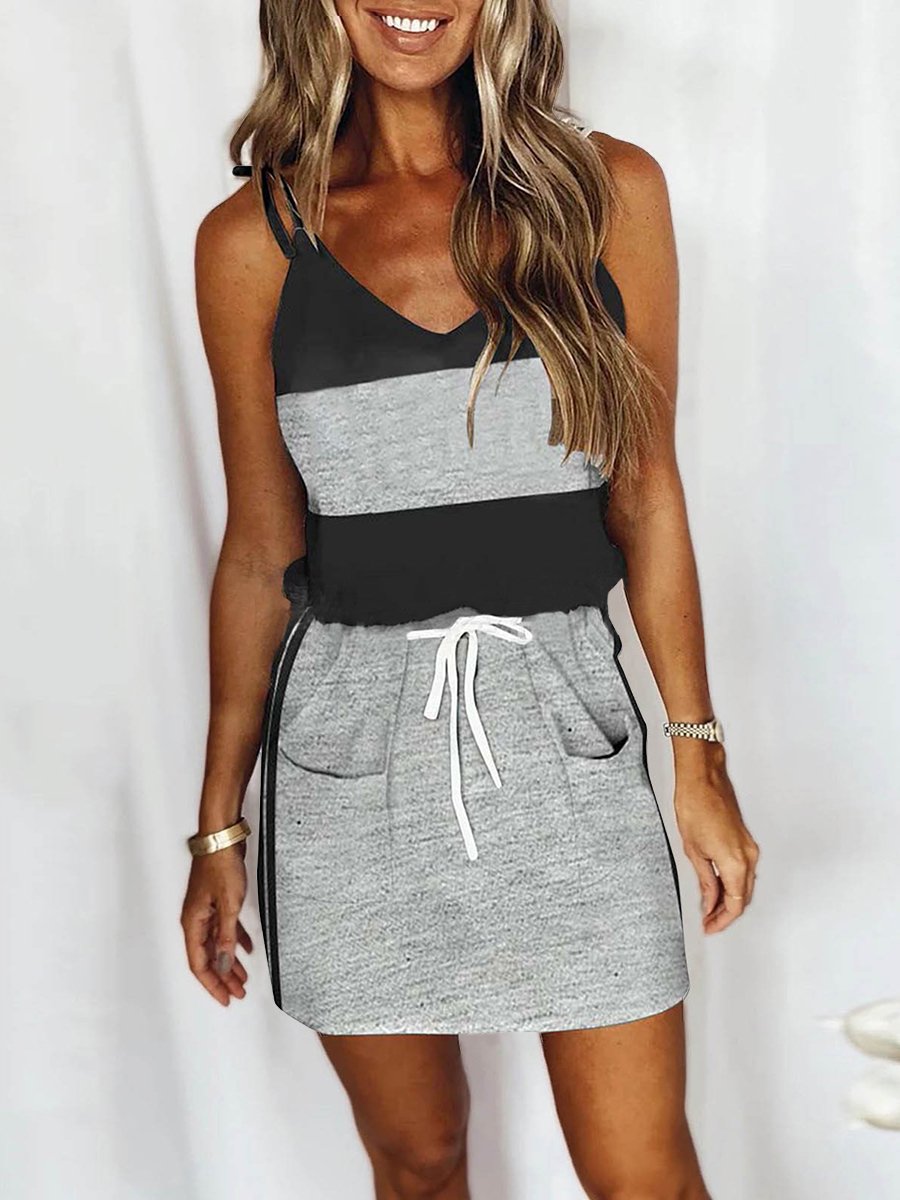 Stunncal Drawstring Pocket Sleeveless Dress