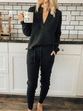Stunncal  V-Neck Solid Color Sets