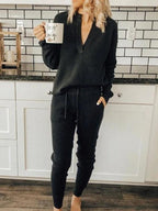 Stunncal  V-Neck Solid Color Sets