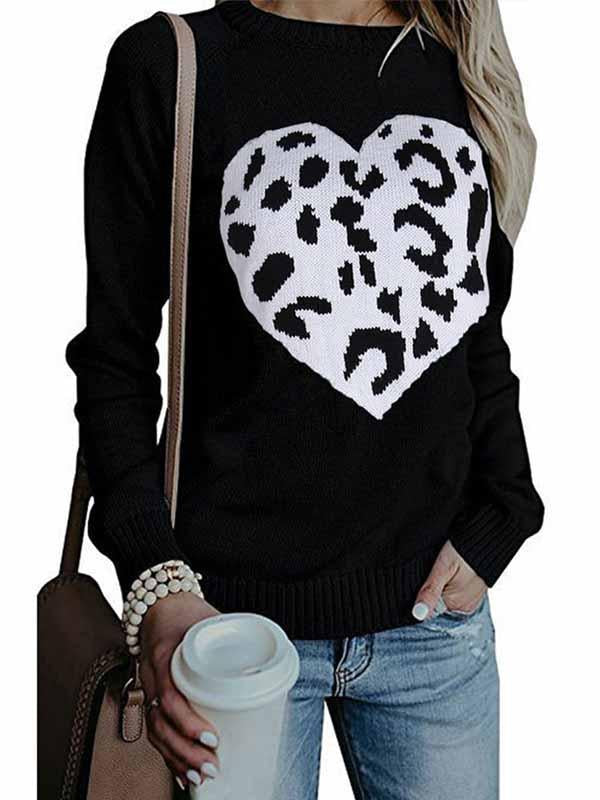 Stunncal Love Shaped Leopard Sweater