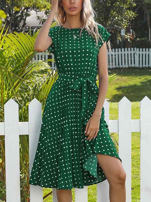 Stunncal Polka Dot Pleated Dress