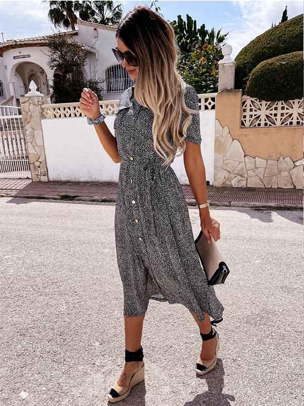 Stunncal Printed Button Dress