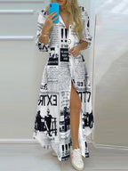 Stunncal Colorful Stripe Button Down Long Shirt Dress