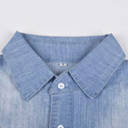 Stunncal Button Short Sleeve Denim Dress