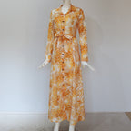 Stunncal Printed Lace-Up Loose Maxi dress