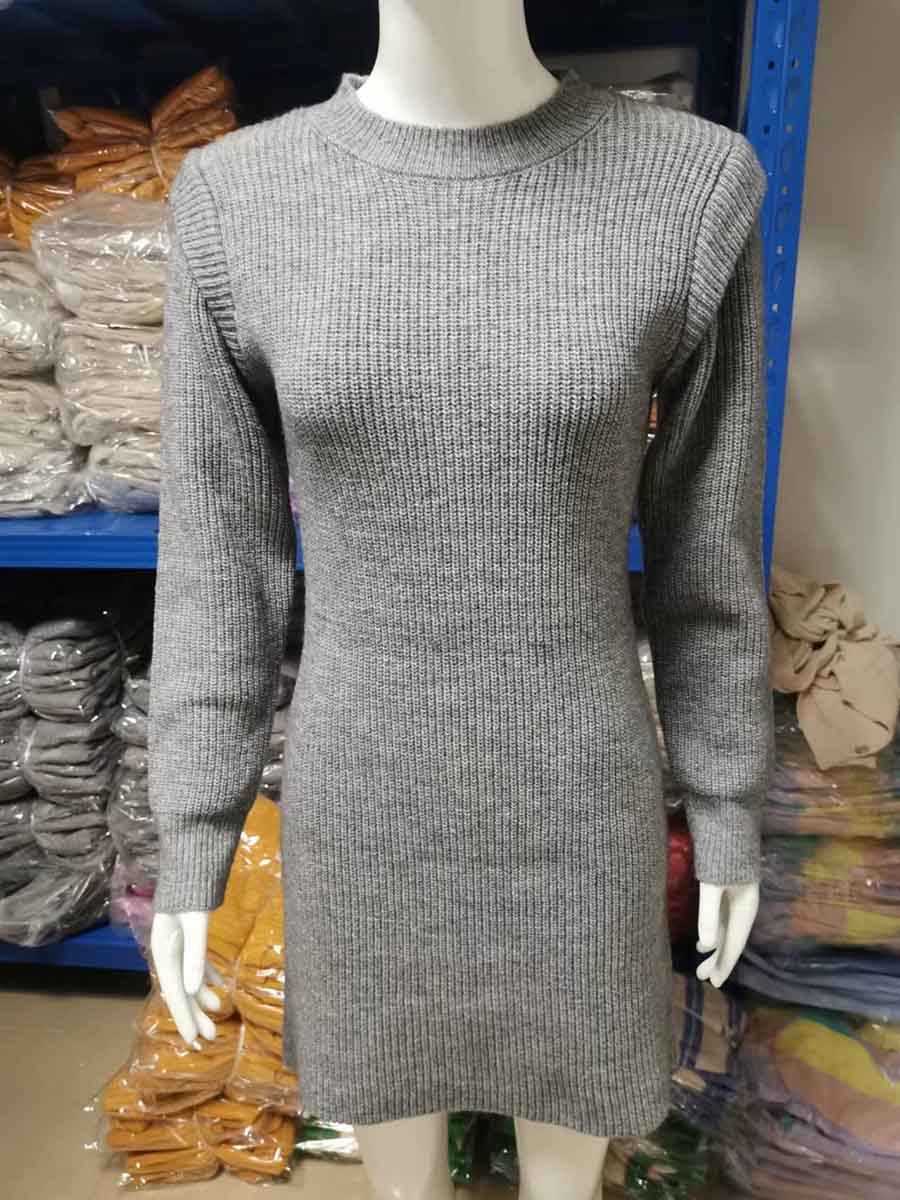 Stunncal Solid Color Round Neck Sweater Dress(6 colors)