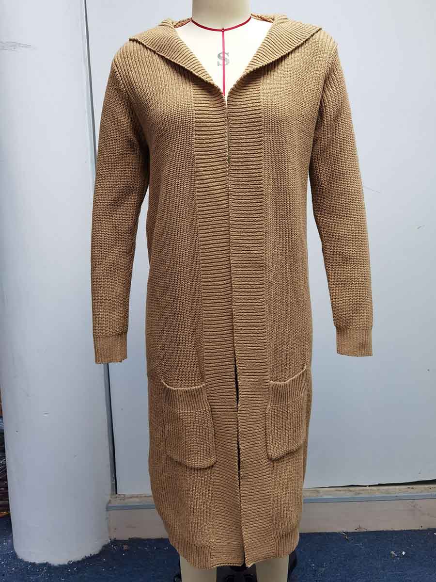 Stunncal Solid Color Hooded Sweater Jacket