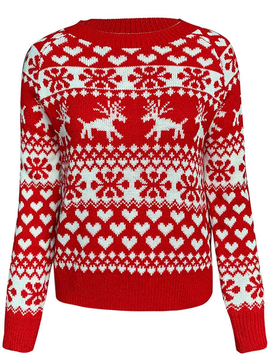 Stunncal Snowflake Moose Christmas Sweater