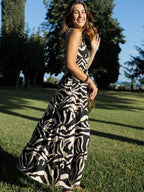 Stunncal Printed Halter Beach Resort Dress(3 Colors)