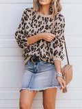 Stunncal Round Neck Leopard Sweater