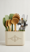 Plastic Utensil Holder with Classic Motif