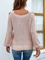 Stunncal Solid Color Crossed Hanging Shoulder Knit Sweater