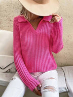 Stunncal Solid Color Lapel Slim Fit Knit Sweater(9 colors)