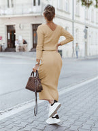 Stunncal Elegant College V Neck One Step Skirt Dresses(4 Colors)