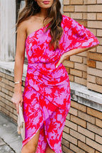 Stunncal One shoulder Tulip Hem Printed Dress