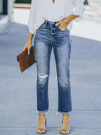 Stunncal Ripped Straight-Leg Jeans