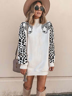 Stunncal Turtleneck Leopard Mini Dress