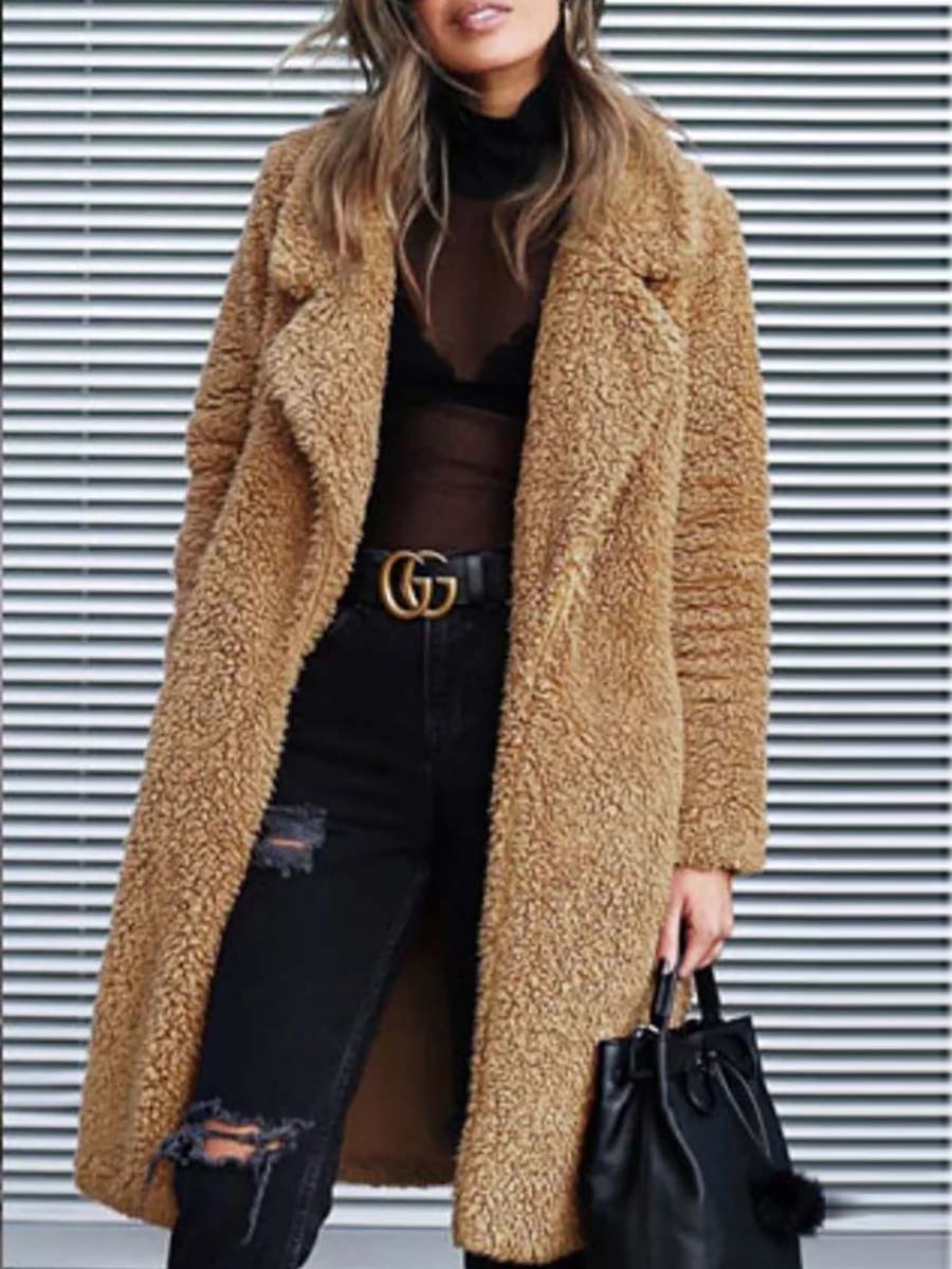 Stunncal Long-Sleeved Lapel Plush Jacket(7 colors)