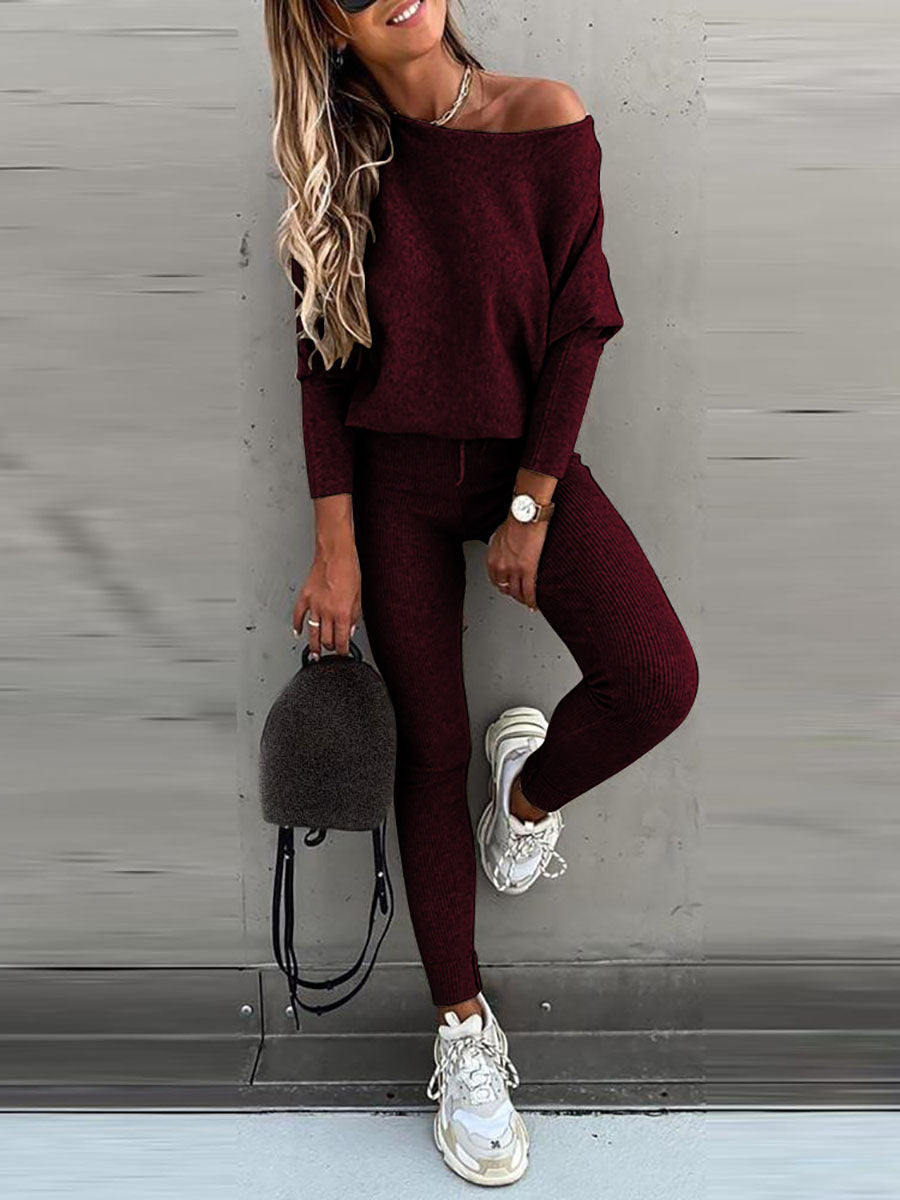 Stunncal Solid Color Casual Lace-Up Slouchy Suit(7 color)