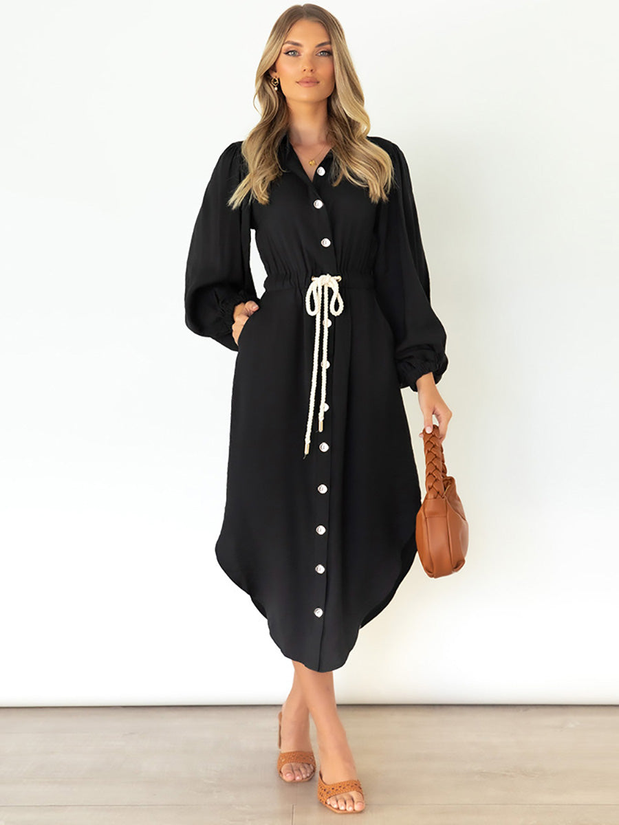 Stunncal Long-Sleeved Waist-Skimming Dresses