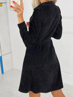 Stunncal Single-Breasted Long-Sleeved Dress(4 colors)