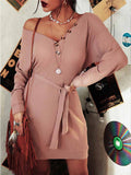 Stunncal Sexy Button Knot Dress