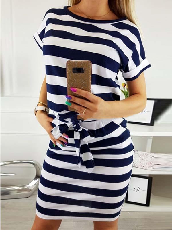 Stunncal O Neck Midi Dress With Belt (4 colors)