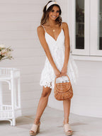 Stunncal Sweet And Sexy Lace V-Neck Halter Dress