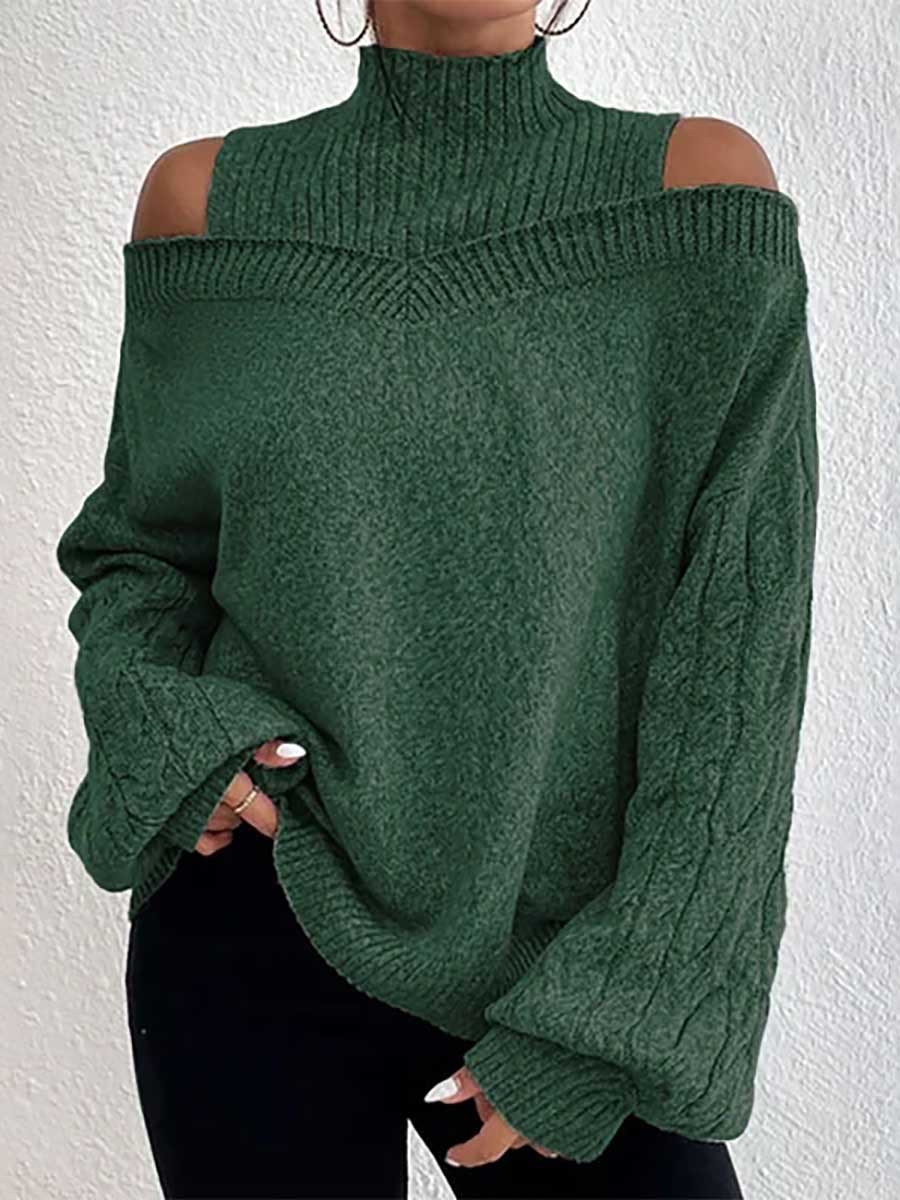 Stunncal Drop Shoulder Lantern Sleeve Sweater
