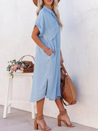 Stunncal Solid Color Denim Dress
