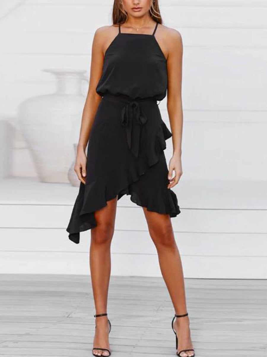 Stunncal Sling Polka Dot Irregular Dress