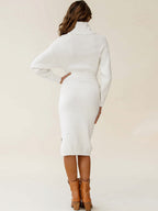 Stunncal High Neck Lace-Up Knit Dress(4 colors)