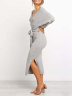 Stunncal V Neck Autumn Dress