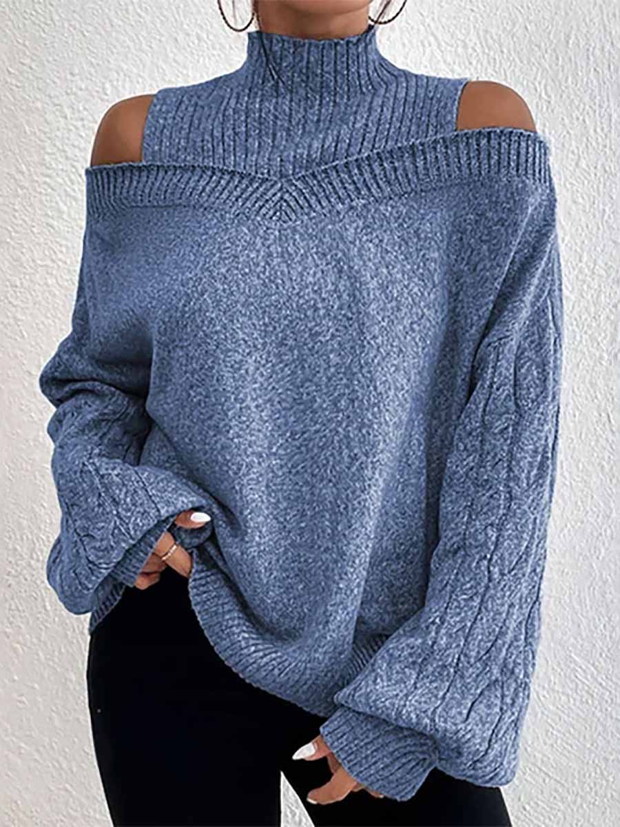 Stunncal Drop Shoulder Lantern Sleeve Sweater