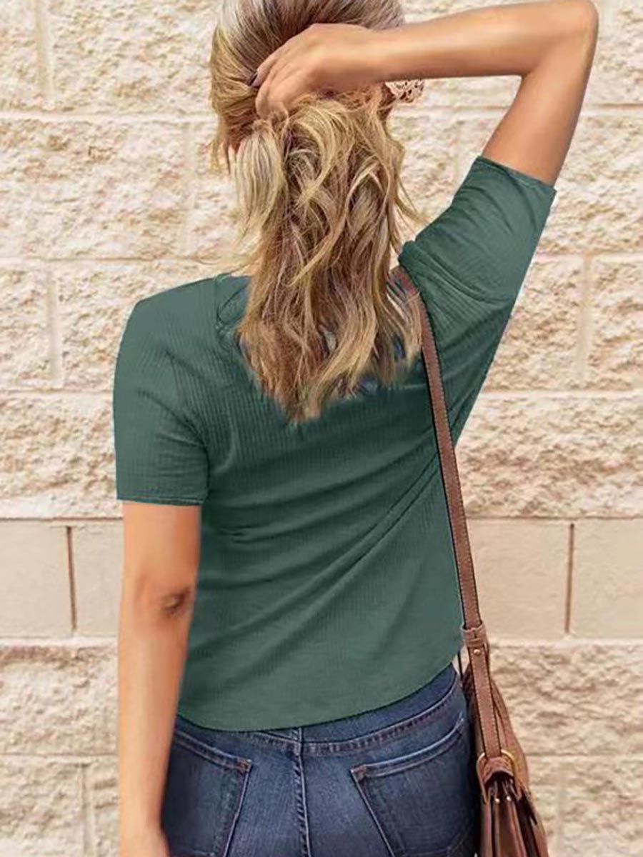 Stunncal Ordinary Fun Ribbed Knit T-shirt（6 colors）
