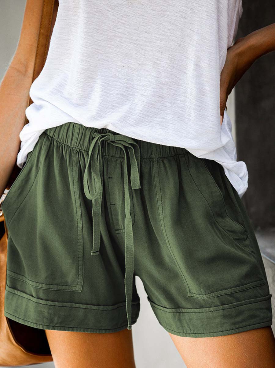 Stunncal High-Waisted Elasticated Tie Shorts(7 Colors)