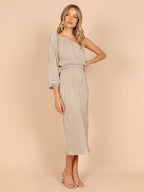 Stunncal One-Shoulder Slash Neck Solid Color Party Dress(3 Colors)