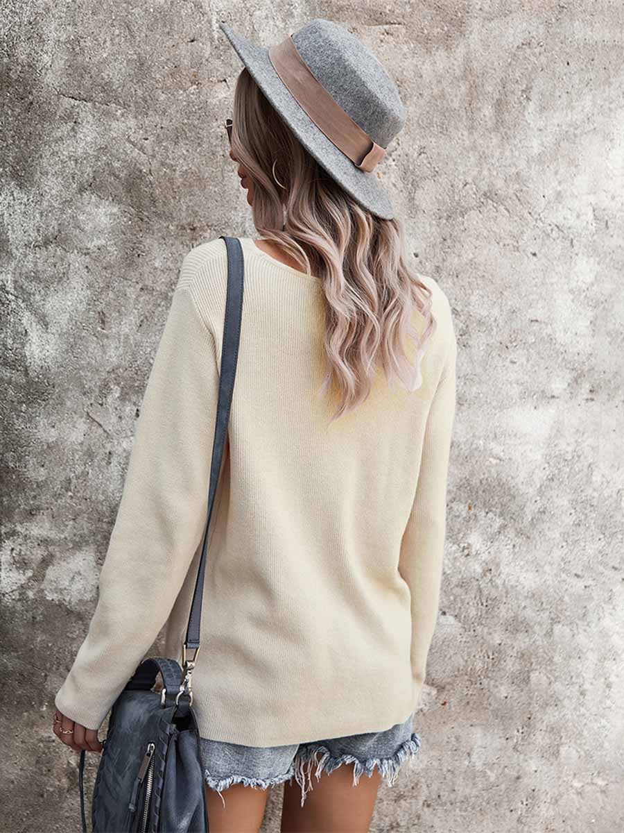 Stunncal  Long-sleeved V-neck Sexy Top