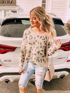 Stunncal Leopard Printed Knit Sweater
