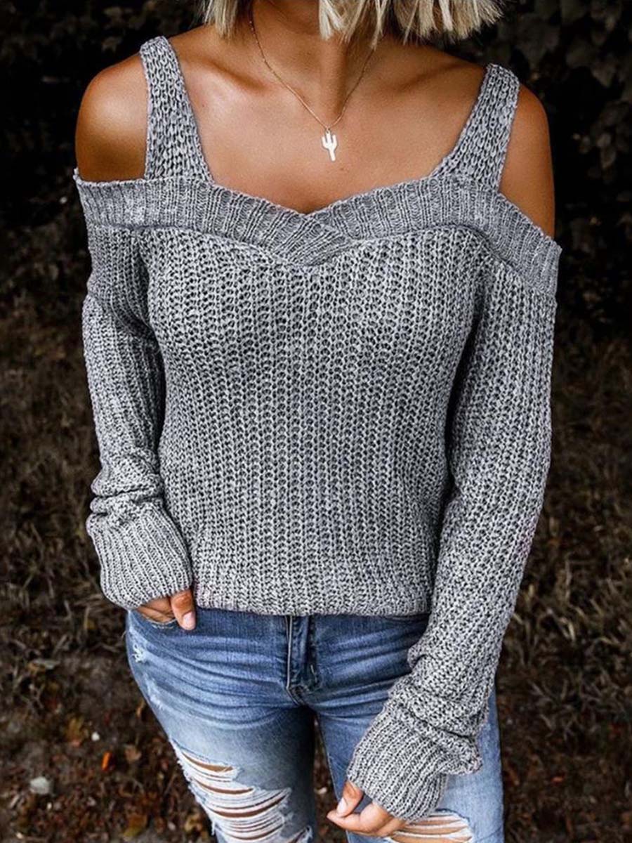 Stunncal off-Shoulder Knitted Sweater