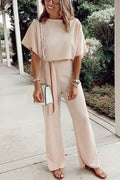 Stunncal Spring Scene Tie Loose Jumpsuit