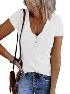 Stunncal Solid Color V-Neck Short Sleeve T-Shirt(7 colors)