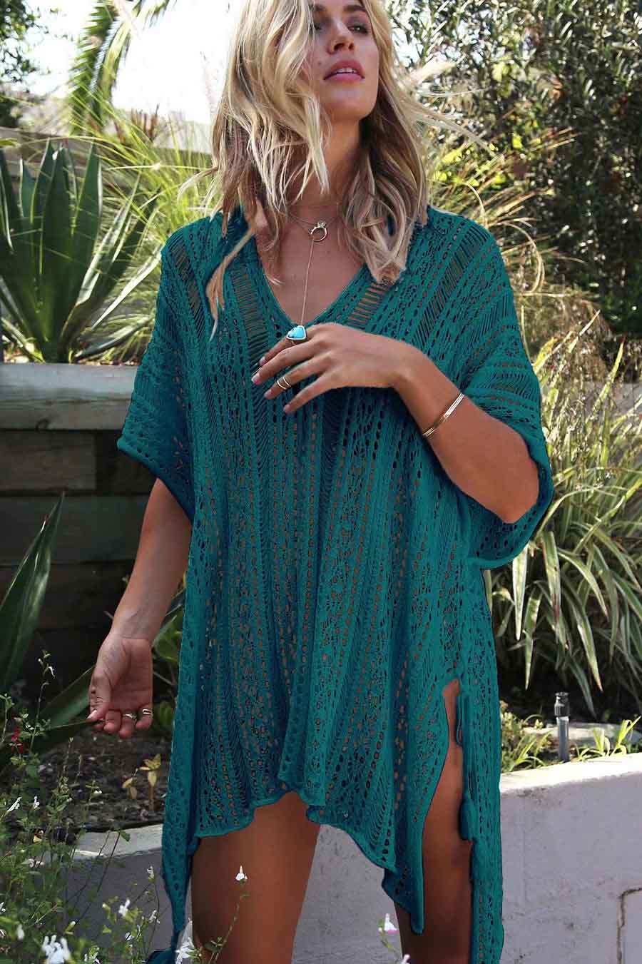 Stunncal Hollow Beach Vacation Knitted Sunscreen Blouse