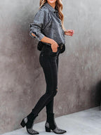 Stunncal Casual Fashion Loose Long Sleeve Denim Shirt