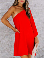 Stunncal Loose One-shoulder Diagonal Dress(8 colors)
