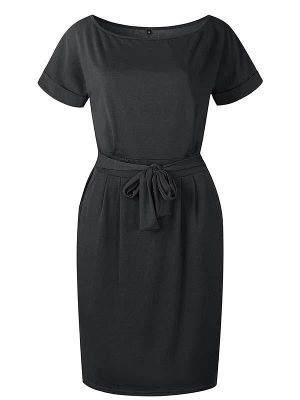 Stunncal O Neck Midi Dress With Belt (4 colors)