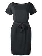 Stunncal O Neck Midi Dress With Belt (4 colors)
