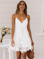 Stunncal Sweet And Sexy Lace V-Neck Halter Dress