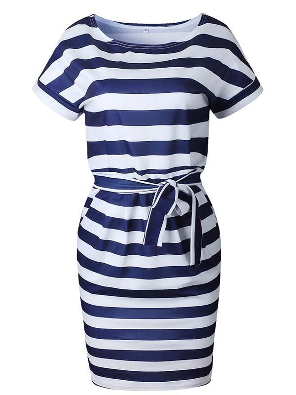 Stunncal O Neck Midi Dress With Belt (4 colors)