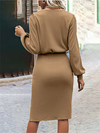 Stunncal Threaded Split Long Sleeve Dress(6 colors)